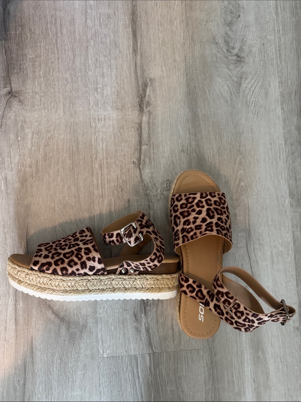 Soda Leopard Print Espadrille Platform Sandals - Brown/Tan